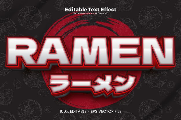 Ramen Efecto de texto editable en estilo de tendencia moderna.