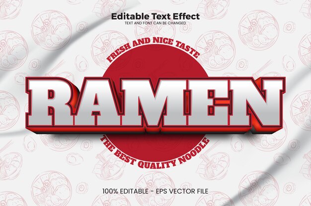 Ramen Efecto de texto editable en estilo de tendencia moderna.