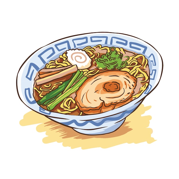 Ramen fideos ilustración vectorial japonés