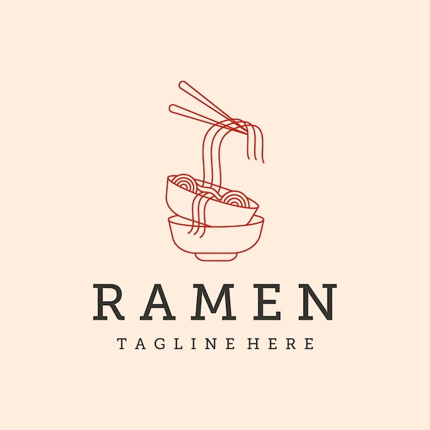 Ramen fideos línea arte logo vector símbolo ilustración diseño