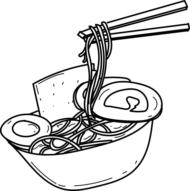 Vector ramen con huevo