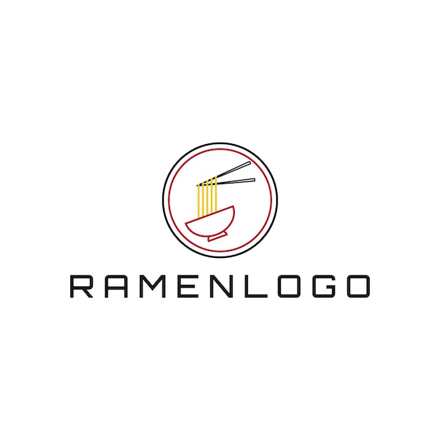 Ramen minimalista con logo circular.