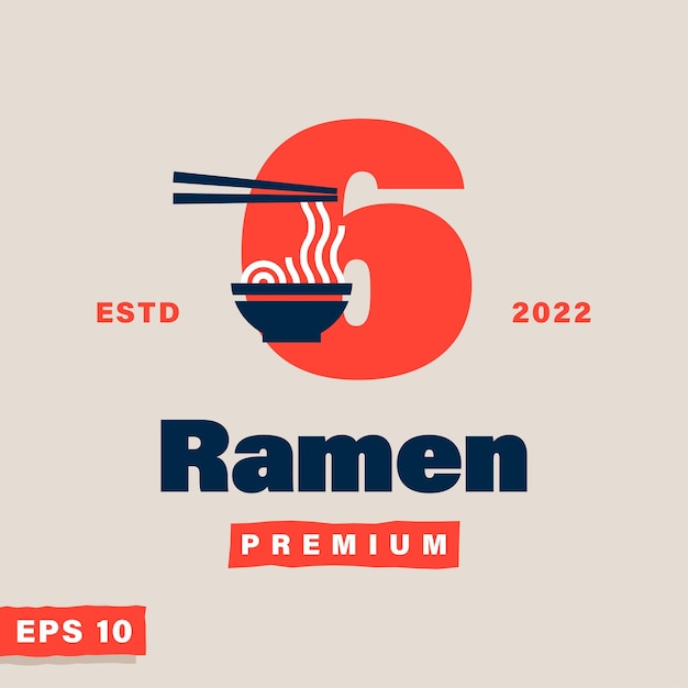 Vector ramen numérico 6 logotipo