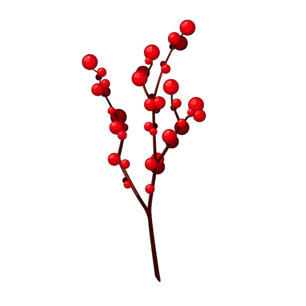 Una ramita con bayas rojas sobre un fondo blanco Decoración de invierno Ilustración vectorial