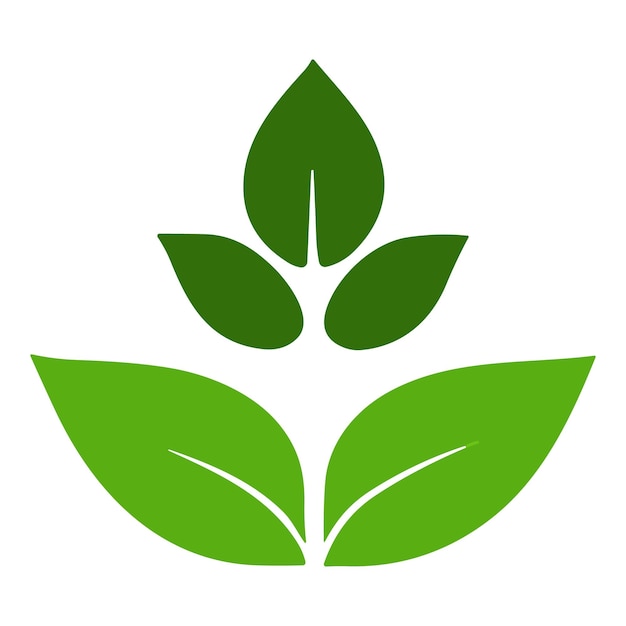 Ramita verde con tres hojas emblema ecológico para la ilustración vectorial aislada del logotipo