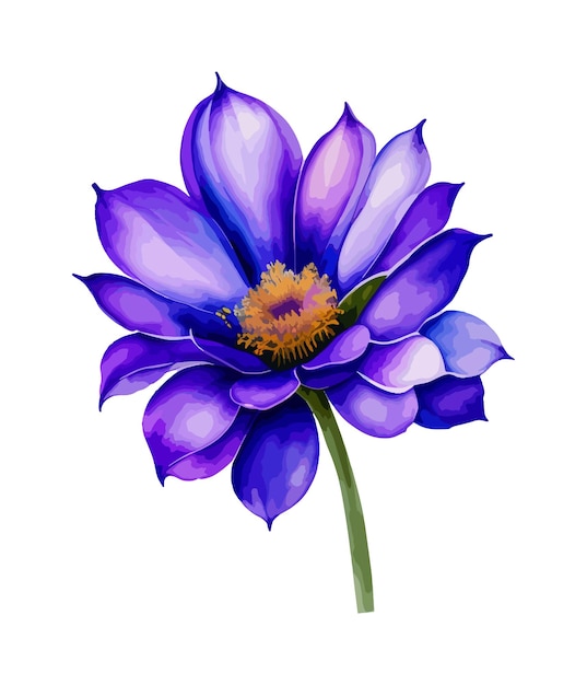 Ramo de acuarela de flor de loto azul aislado sobre fondo blanco Arreglos florales de acuarela