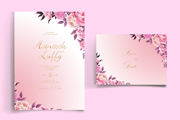 Ramo con estilo acuarela de concepto de boda rojo azul marino Vector Gratis