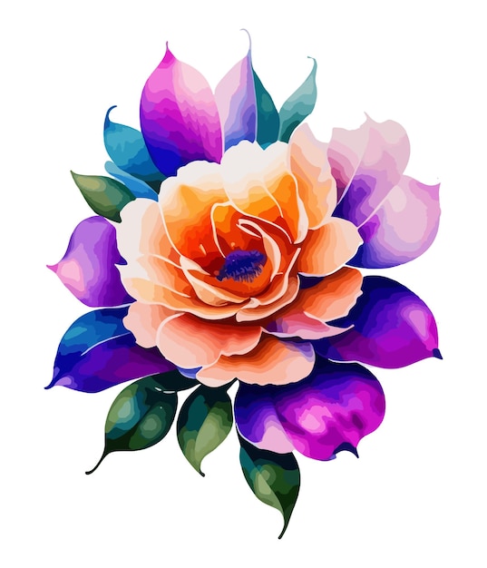 Ramo floral acuarela aislado sobre fondo blanco