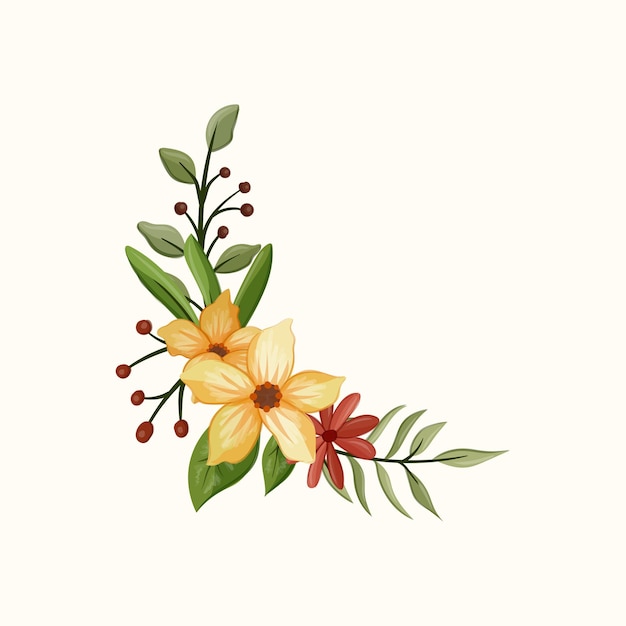 Vector ramo floral con acuarela