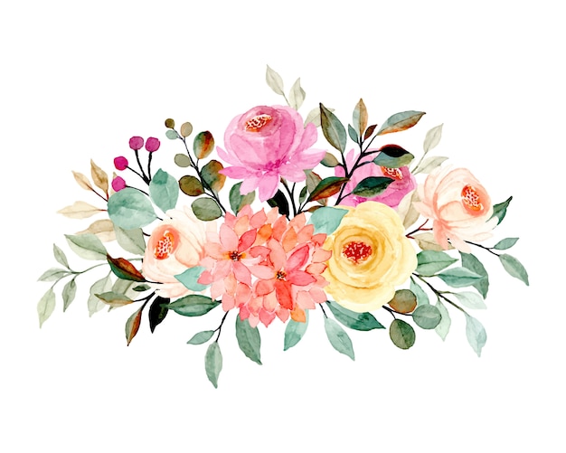 Vector ramo floral con acuarela