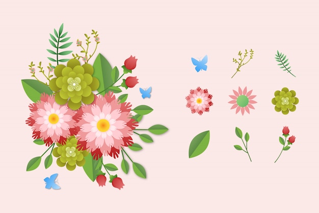 Vector ramo floral colorido