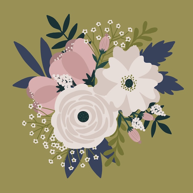 Vector ramo floral plano primavera