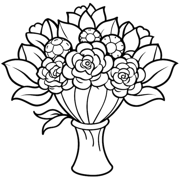 Ramo De Flores De Boda Página Para Colorear Aislada