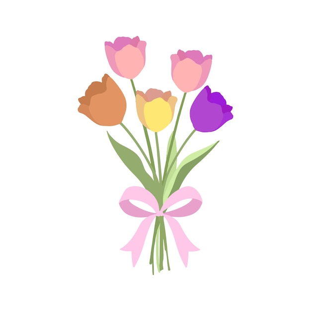 Un ramo de flores con una cinta atada alrededor
