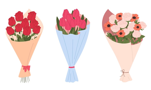 Ramo de flores Un conjunto de flores diferentes para un ramo Un regalo para una mujer amada