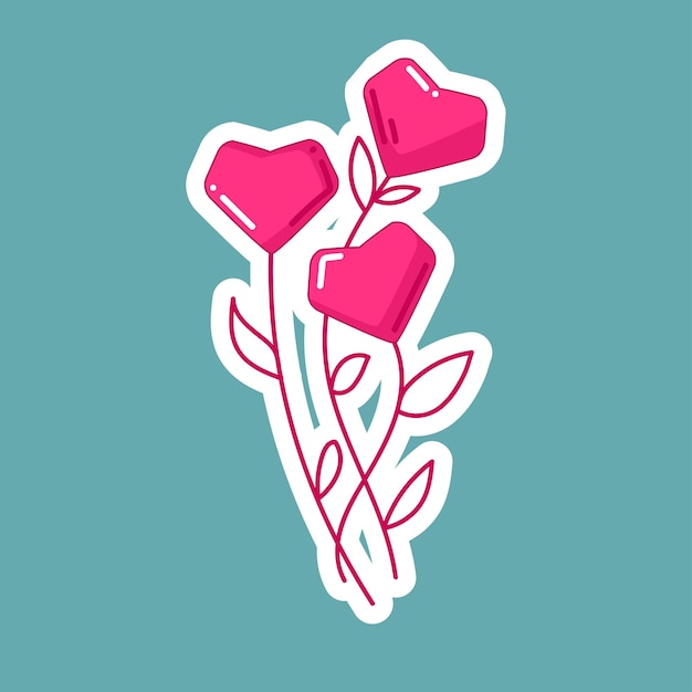 Un ramo de flores con corazones para san valentín, capullos en forma de corazón, signo de amor y romance