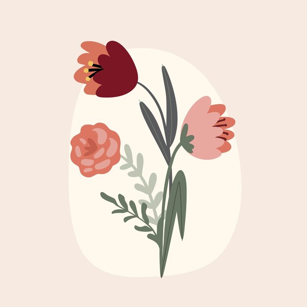 Ramo de flores delicadas ilustración vectorial en estilo plano