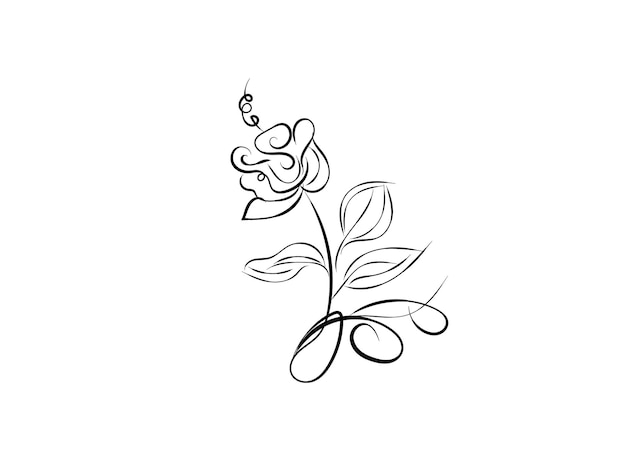 ramo de flores con estilo dibujado a mano sobre fondo blanco