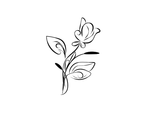 ramo de flores con estilo dibujado a mano sobre fondo blanco