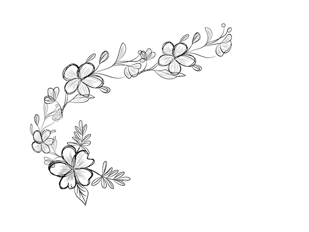 Vector ramo de flores con estilo dibujado a mano sobre fondo blanco