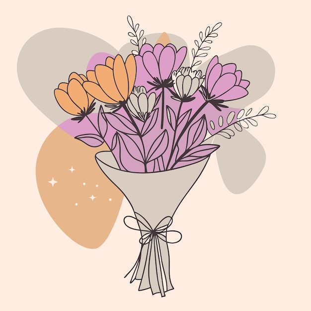 un ramo de flores se muestra con una cinta atada alrededor del cuello