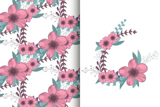 Ramo de flores con patrones sin fisuras Conjunto de fondo floral