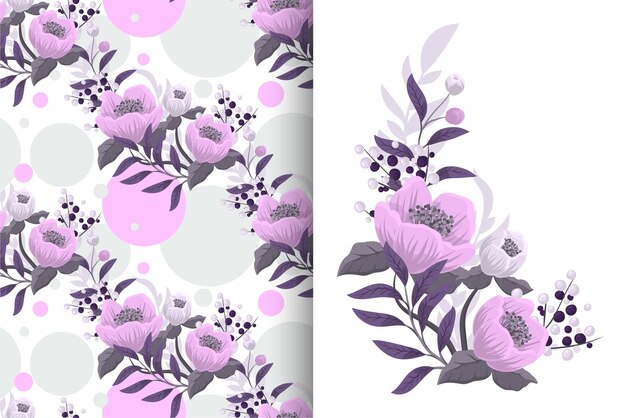 Ramo de flores con patrones sin fisuras. Conjunto de fondo floral