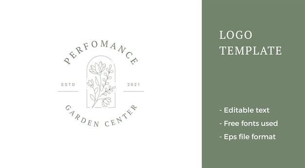 Ramo de flores de pradera orgánica natural en vector de diseño de logotipo minimalista de marco antiguo de arco