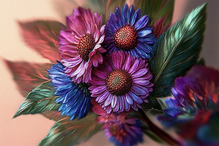 Vector un ramo de flores que están en un ramo