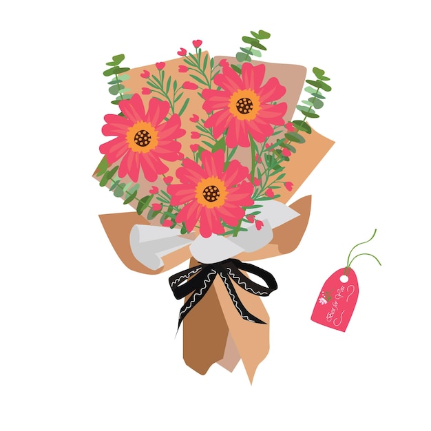 Ramo de flores Ramo de flores silvestres ilustración vectorial Ramo de flores de verano Ramo de flores envuelto