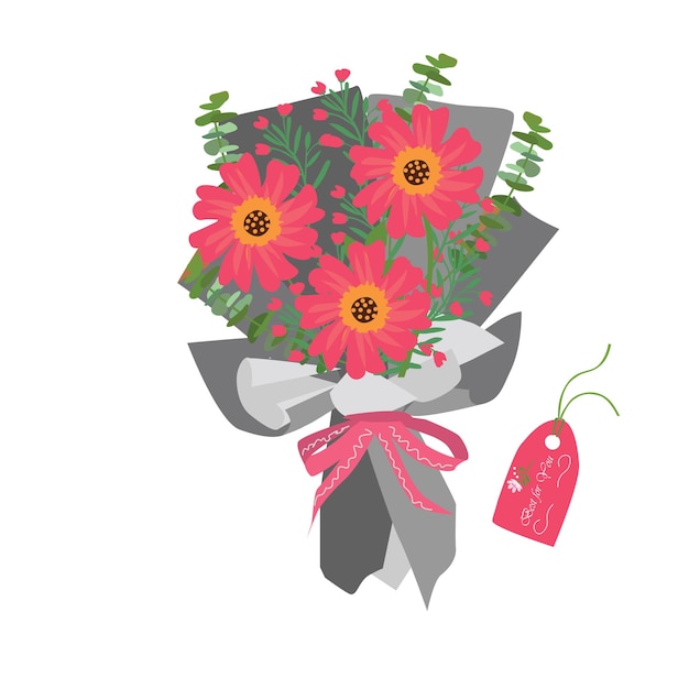 Ramo de flores Ramo de flores silvestres ilustración vectorial Ramo de flores de verano Ramo de flores envuelto