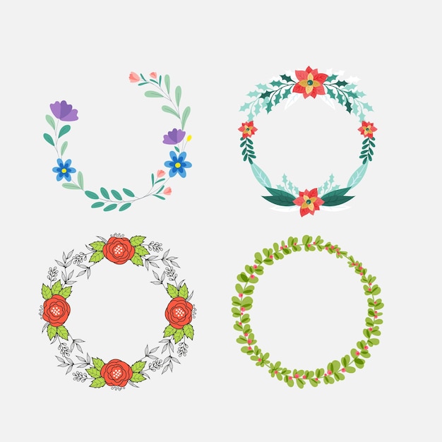 Ramo de flores silvestres en acuarela y colección de marcos