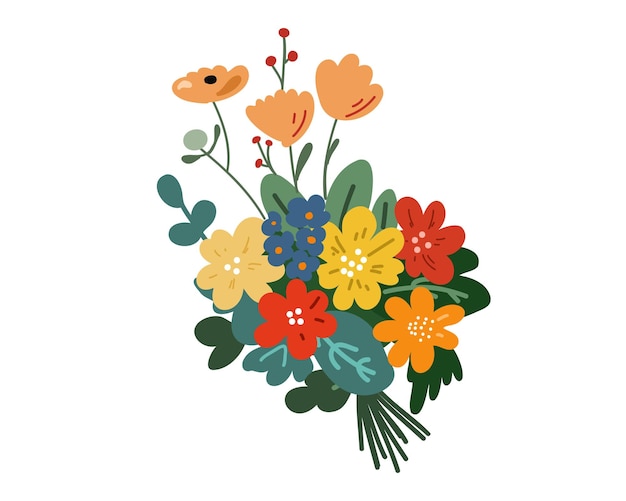 El ramo de flores silvestres de otoño sobre un fondo blanco