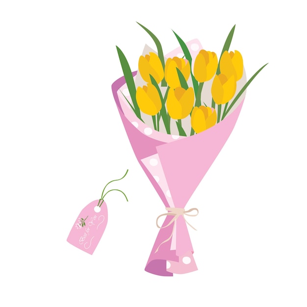 Ramo de flores de tulipanes Ramo de flores de tulipanes Ilustración vectorial Flor de primavera Ramo floral
