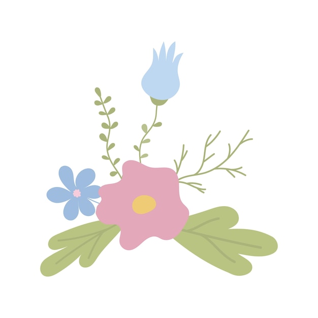 Ramo de flores de verano dibujadas a mano ilustración vectorial