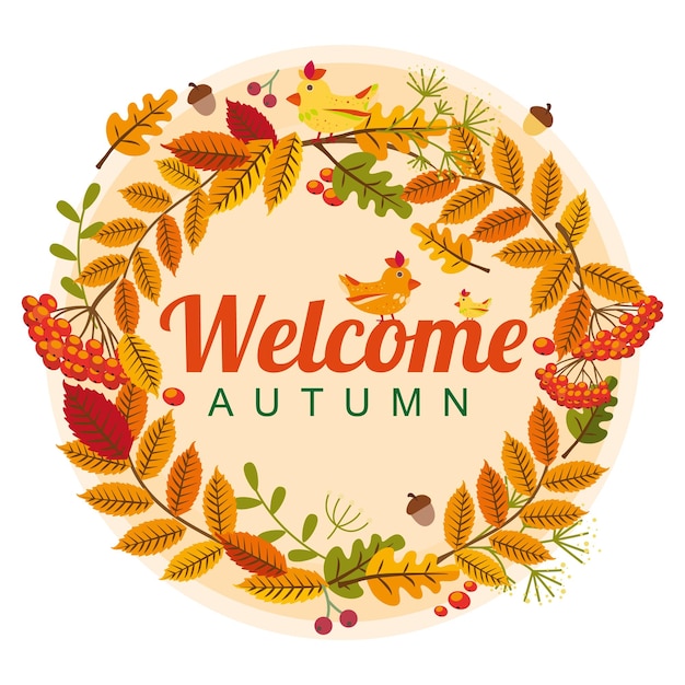 Ramo de hojas de otoño Bienvenido al otoño