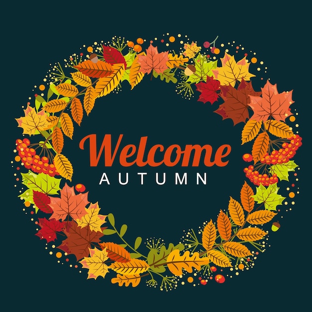 Ramo de hojas de otoño Bienvenido al otoño