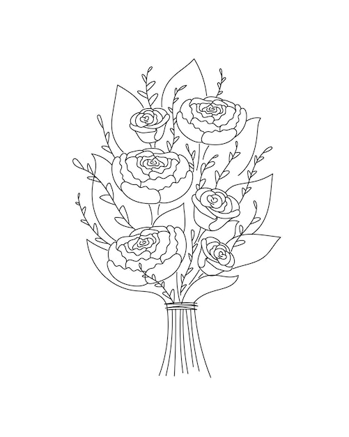 Ramo con jardín y flores silvestres vector doodle ilustración