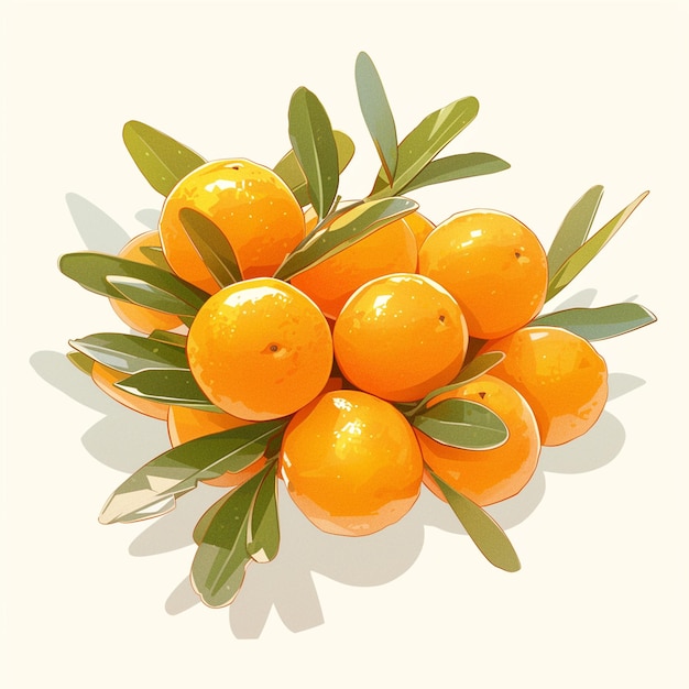 Vector ramo de kumquat tangy con hojas de cítricos