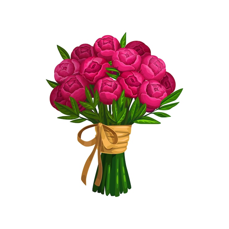 Vector ramo de peonías o rosas ramo de flores