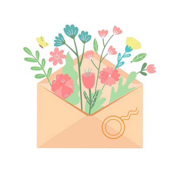 Ramo de primavera en sobre Tarjeta de felicitación de primavera