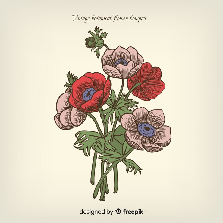 Vector ramo retro de flores