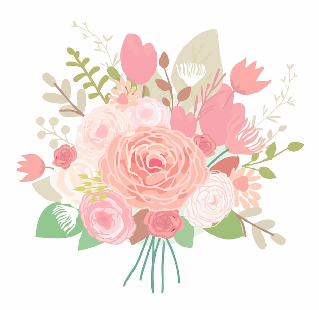 Ramo romántico de flores en colores rosa y pastel ramo de rosas