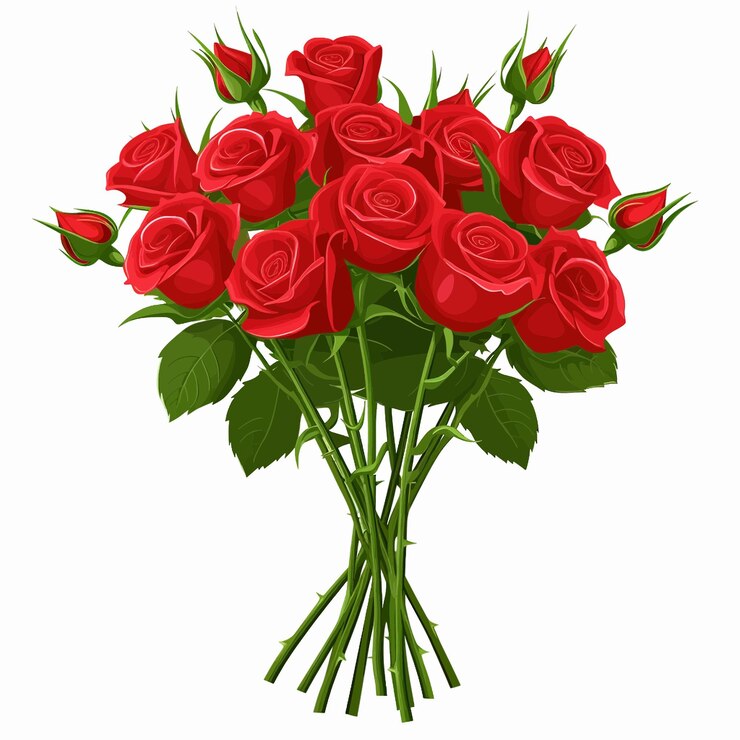 Vector ramo de rosas rojas día de san valentín 3