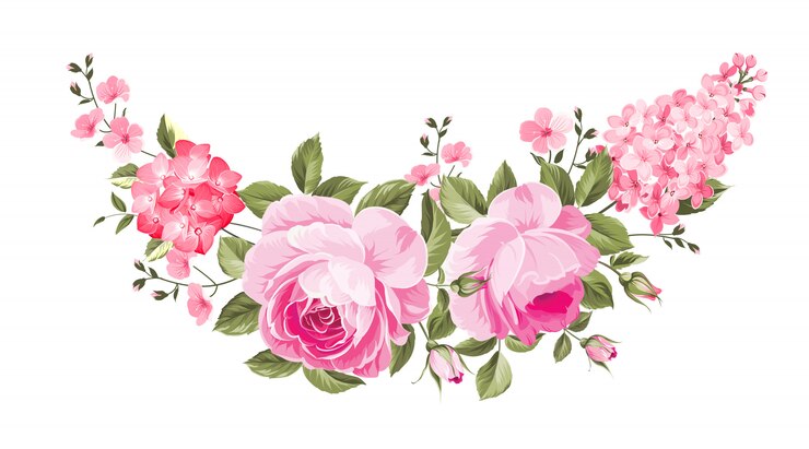 Vector ramo de rosas para tarjeta botánica.