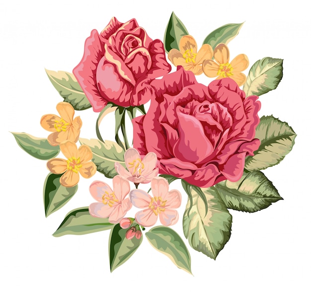 Ramo de rosas vintage ilustración