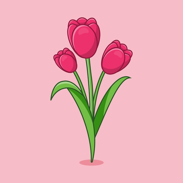 ramo, de, tulipanes, flores, icono, ilustración