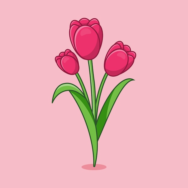 Ramo, de, tulipanes, flores, icono, ilustración