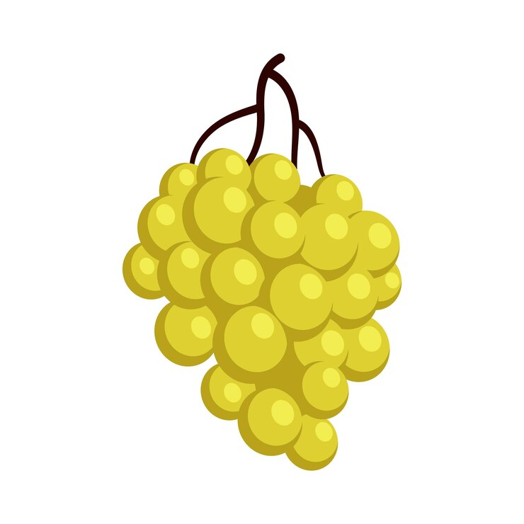 Vector ramo de uvas jugosas ilustración plana de dibujos animados de bayas maduras