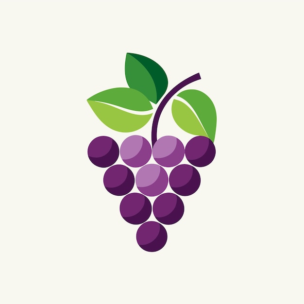 Ramo de uvas maduras con hojas verdes frescas en la parte superior listo para la cosecha desarrollar un logotipo elegante para una tienda de vinos especializados utilizando solo un racimo de uvas minimalista